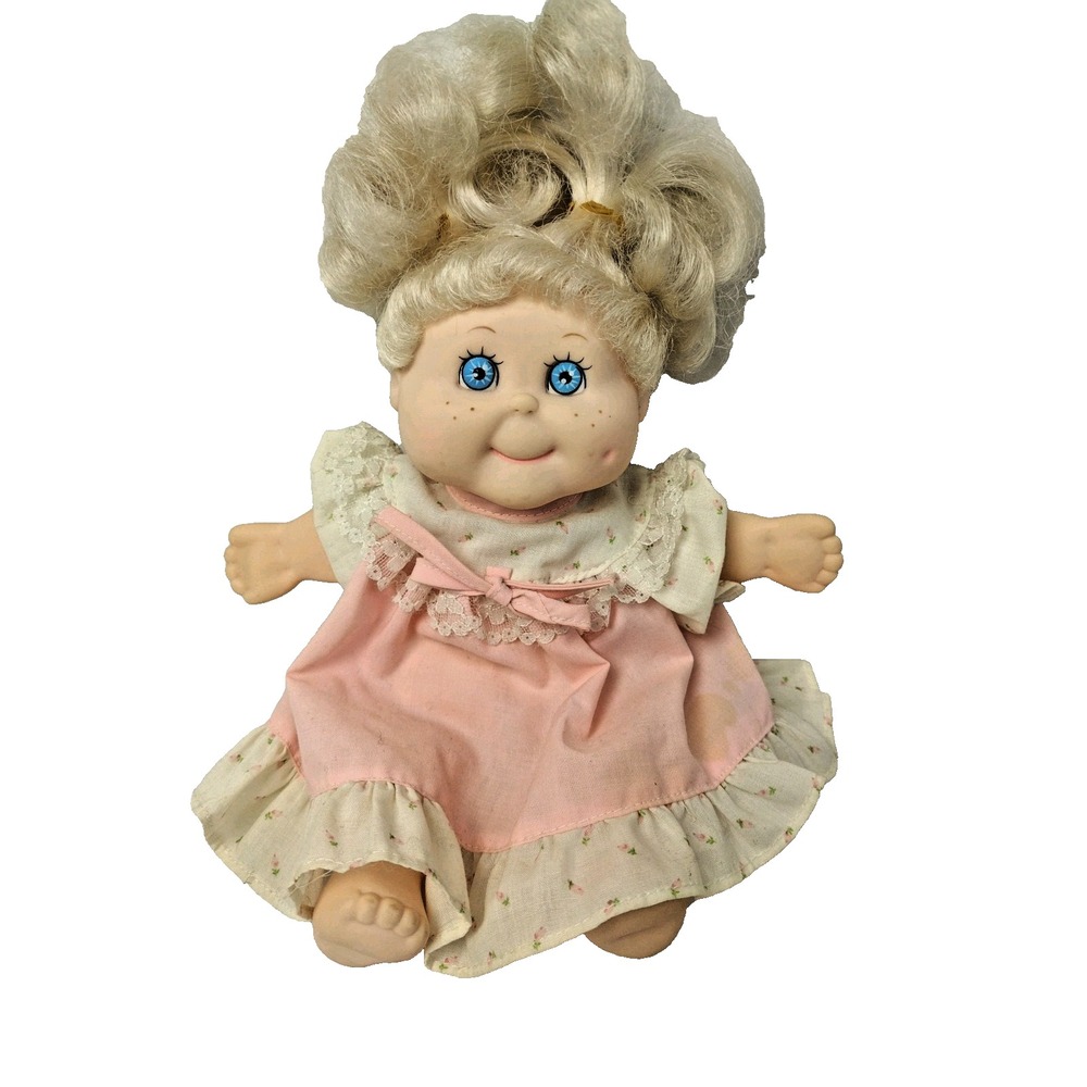 1984 Eugene Doll Co. Chubbykins Baby Doll Soft Sculpt Vtg 10" Blonde Hair Blue